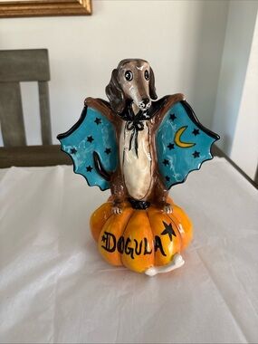 Blue Sky Clayworks Halloween Dachshund Dressed As A Vampire
